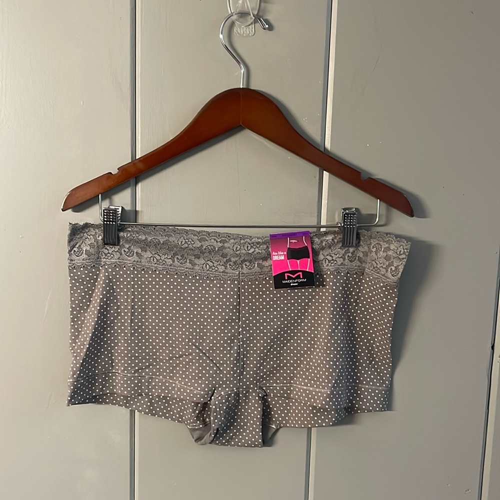 NWT Maidenform  Boyshort Panty Gray Lace 2X Sissy Full Coverage Whimsical Fairy